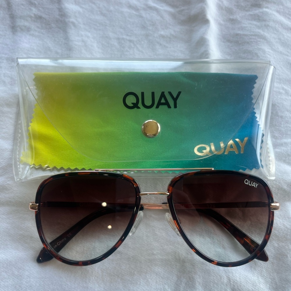 QUAY sunglasses. Style: All In Mini. Tortoise shell with gold.